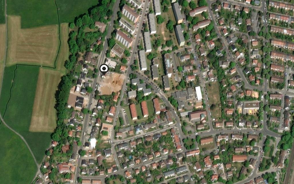 Echtes Luftbild von Reichelsdorf mit dem Bauplatz an der Reichelsdorfer Hauptstraße